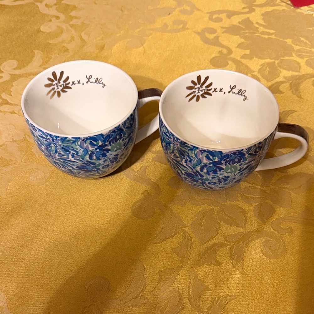 Lilly Pulitzer Blue and White Patterned Mugs